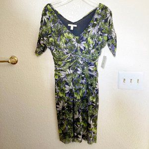 NEW Weston Wear Floral Dress Draped Waist S Stretchy